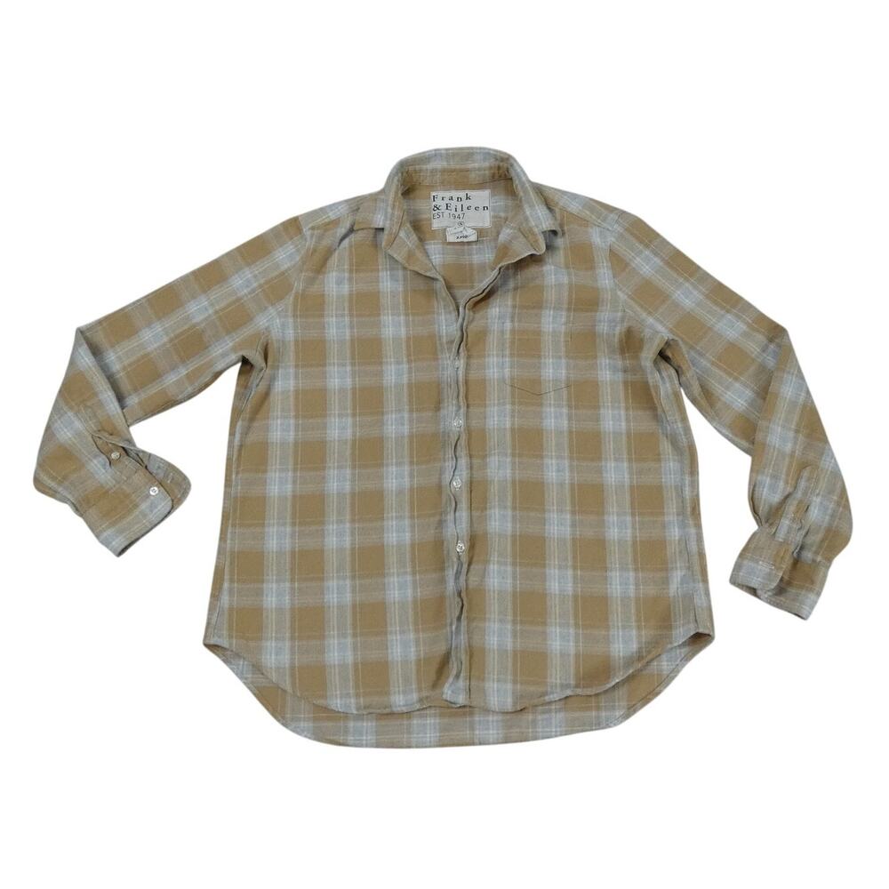 Frank & Eileen Button Up Shirt Womens S Brown Flannel Plaid Italy